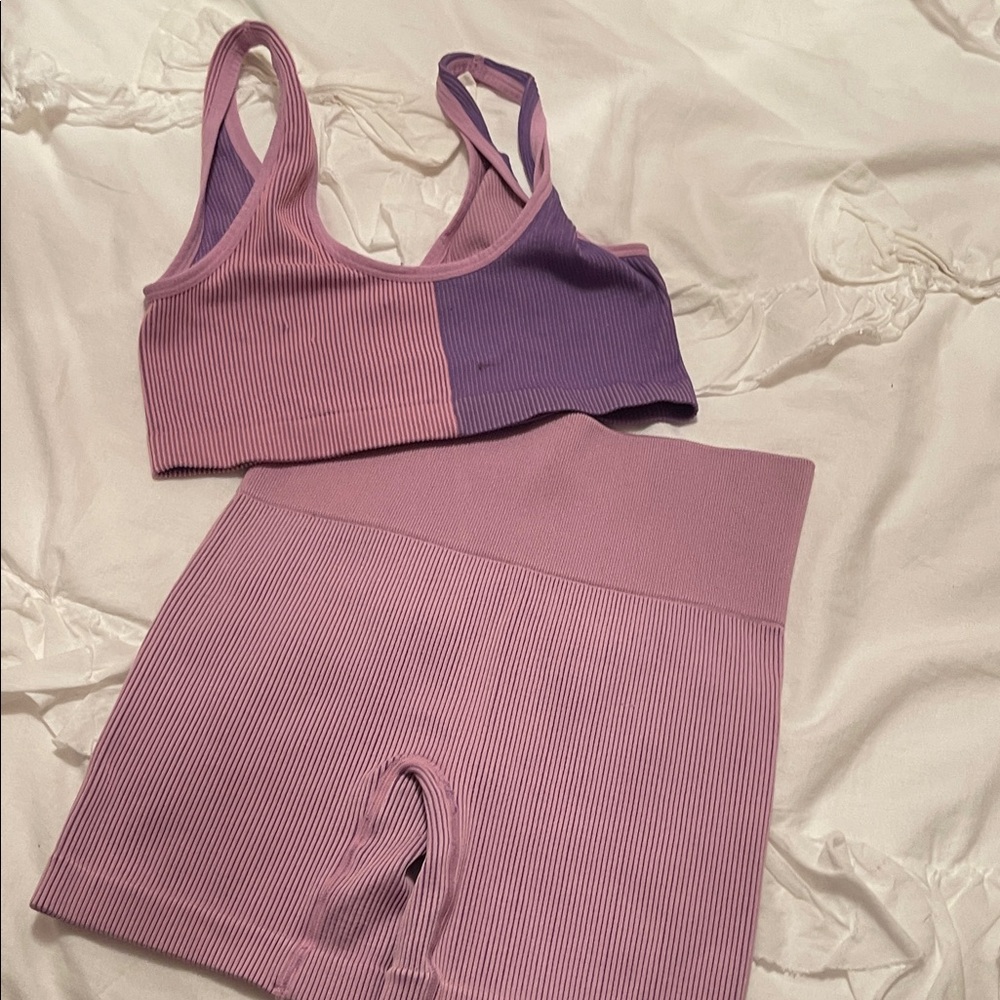 Colsie Purple and Pink Sports Bra Set